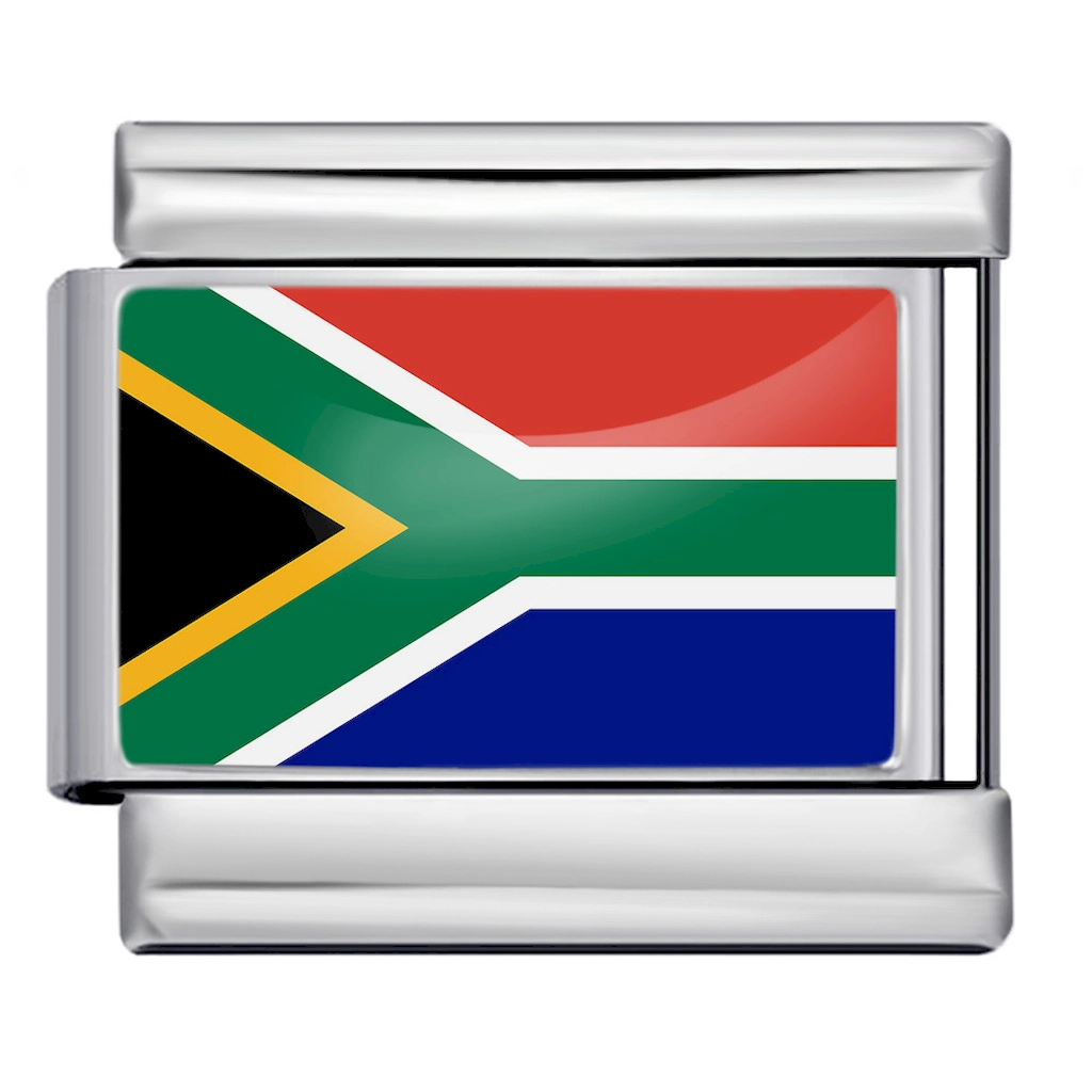 South Africa Flag Stainless Steel Italian Link Module